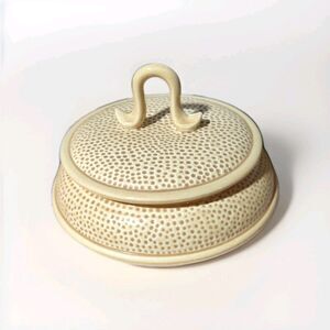 Vintage California Pottery Dimpled Casserole Dish Lid MCM Retro Americana Modern